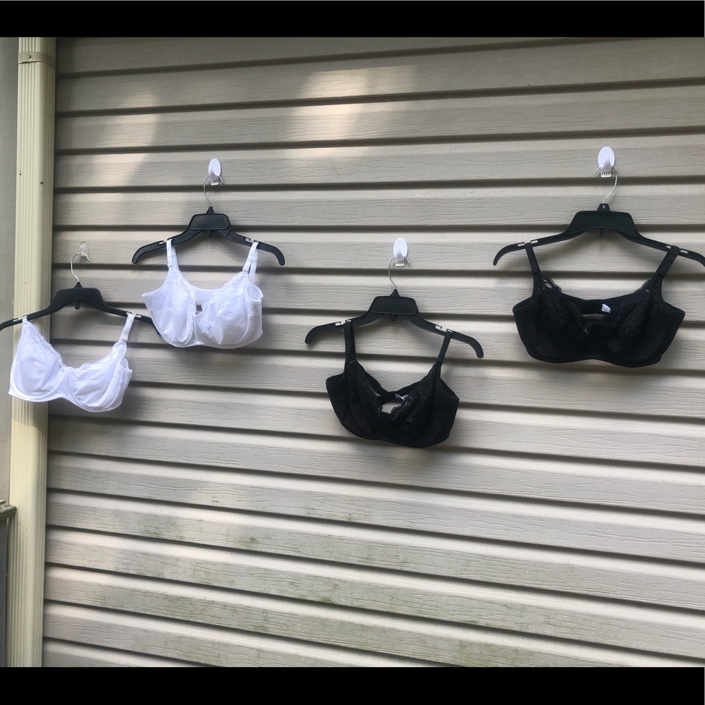 4 NEW lace accent bras 36D white & black Kmart